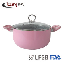 grand antiadhésif en aluminium grand casserole avec la batterie de cuisine en verre de couvercle,